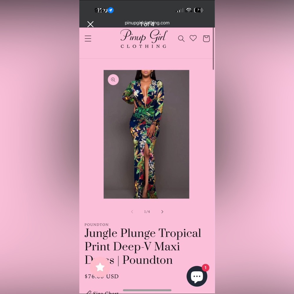 Jungle Plunge Tropical Print Deep-V Maxi Dress | Poundton Small
